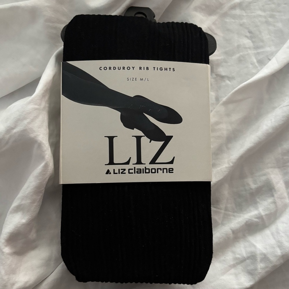 Liz Claiborne Vintage 1990’s corduroy ribbed tights in black Size M/L winter